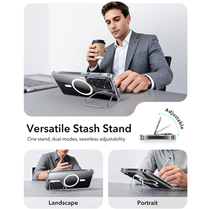 MagSafe hoesje voor Samsung Galaxy S26 Ultra, ESR, Classic Hybrid Kickstand, Transparant