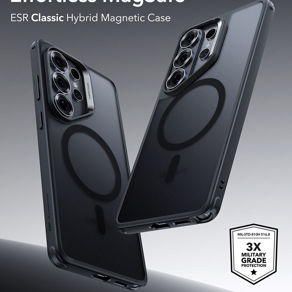 MagSafe hoesje voor Samsung Galaxy S26 Ultra, ESR, Classic Hybrid, Satijnzwart