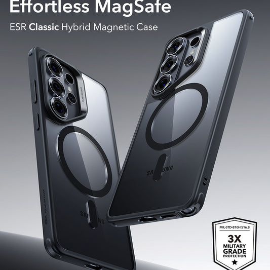 MagSafe hoesje voor Samsung Galaxy S26 Ultra, ESR, Classic Hybrid, Zwart Transparant