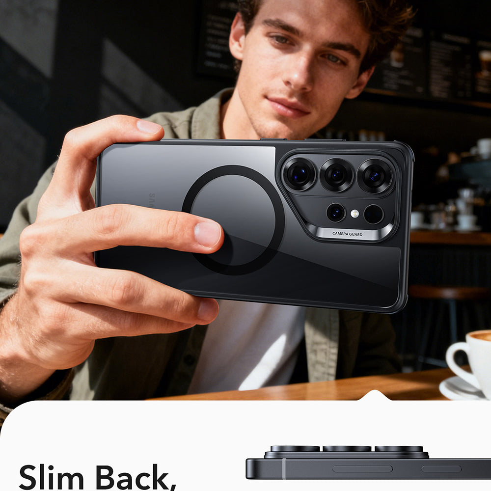 MagSafe hoesje voor Samsung Galaxy S26 Ultra, ESR, Classic Hybrid, Zwart Transparant