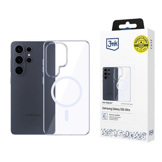 MagSafe hoesje voor Samsung Galaxy S26 Ultra S948, 3MK, Clear MagCase, Transparant