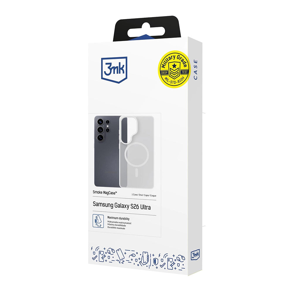 MagSafe hoesje voor Samsung Galaxy S26 Ultra S948, 3MK, Smoke MagCase, Wit