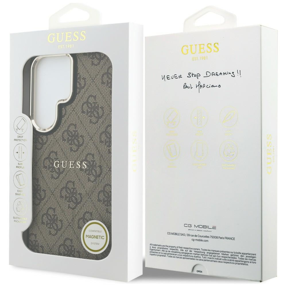 MagSafe hoesje voor Samsung Galaxy S26 Ultra S948, Guess, 4G Embossed Ring, Bruin