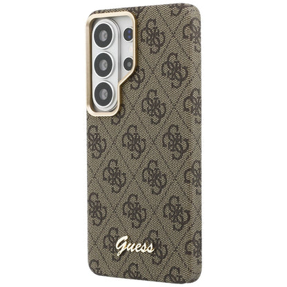 MagSafe Case for Samsung Galaxy S26 Ultra S948, Guess, 4G Script Logo, Brown
