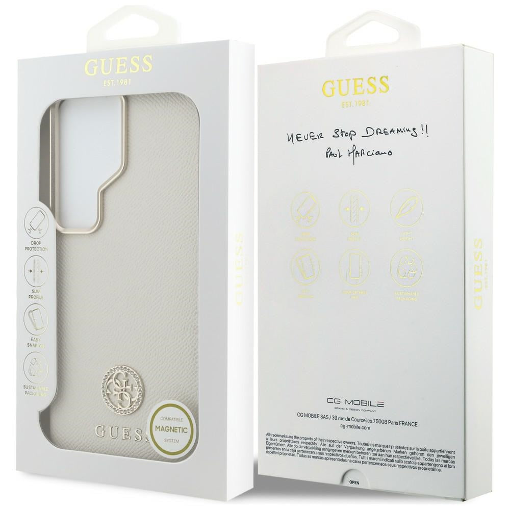 MagSafe hoesje voor Samsung Galaxy S26 Ultra S948, Guess, Rhinestone Round Logo, Beige