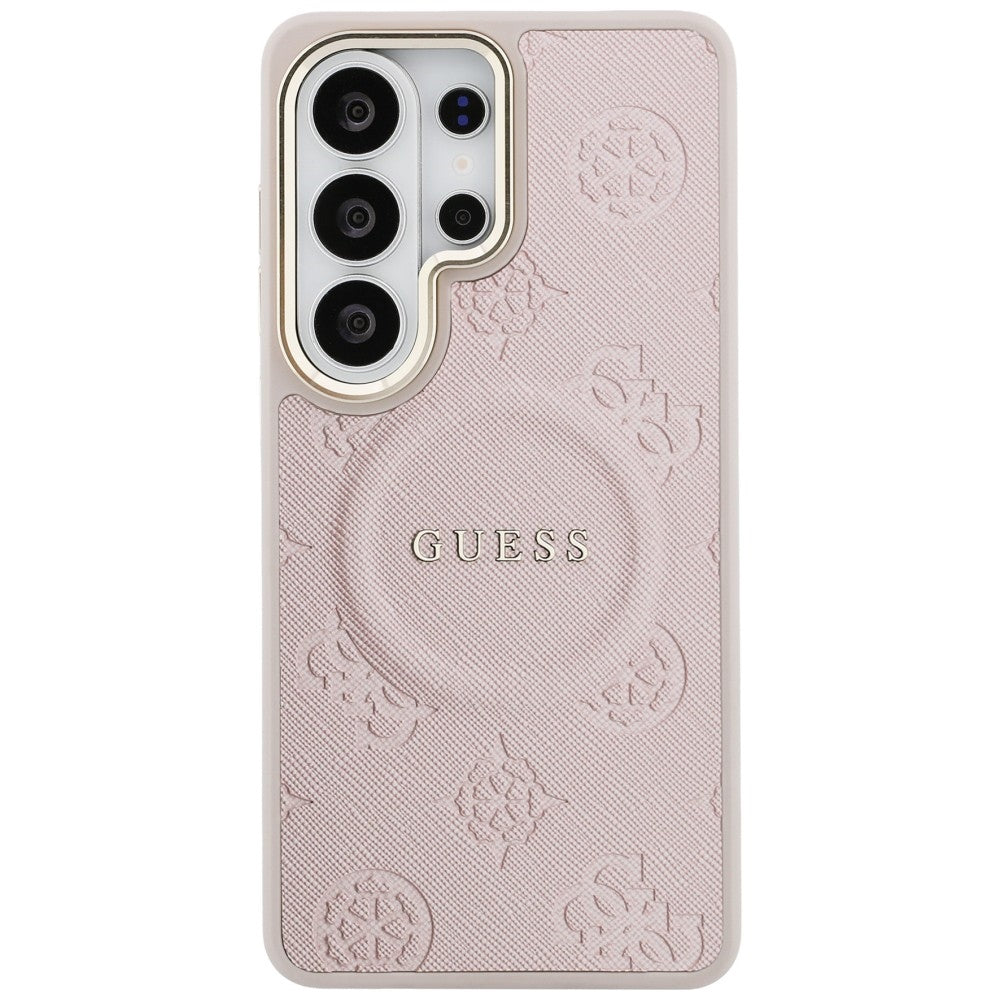 MagSafe-hoes voor Samsung Galaxy S26 Ultra S948, Guess, Saffiano Peony Gegraveerde Ring, Roze