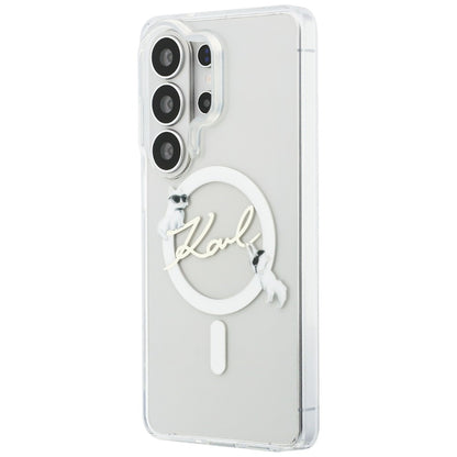 MagSafe Case for Samsung Galaxy S26 Ultra S948, Karl Lagerfeld, IML Choupette Karl Script Logo, White