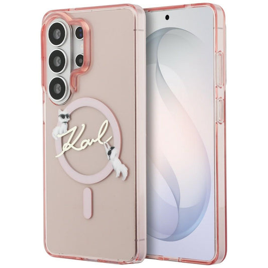 MagSafe hoesje voor Samsung Galaxy S26 Ultra S948, Karl Lagerfeld, IML Choupette Karl Script Logo, Roze