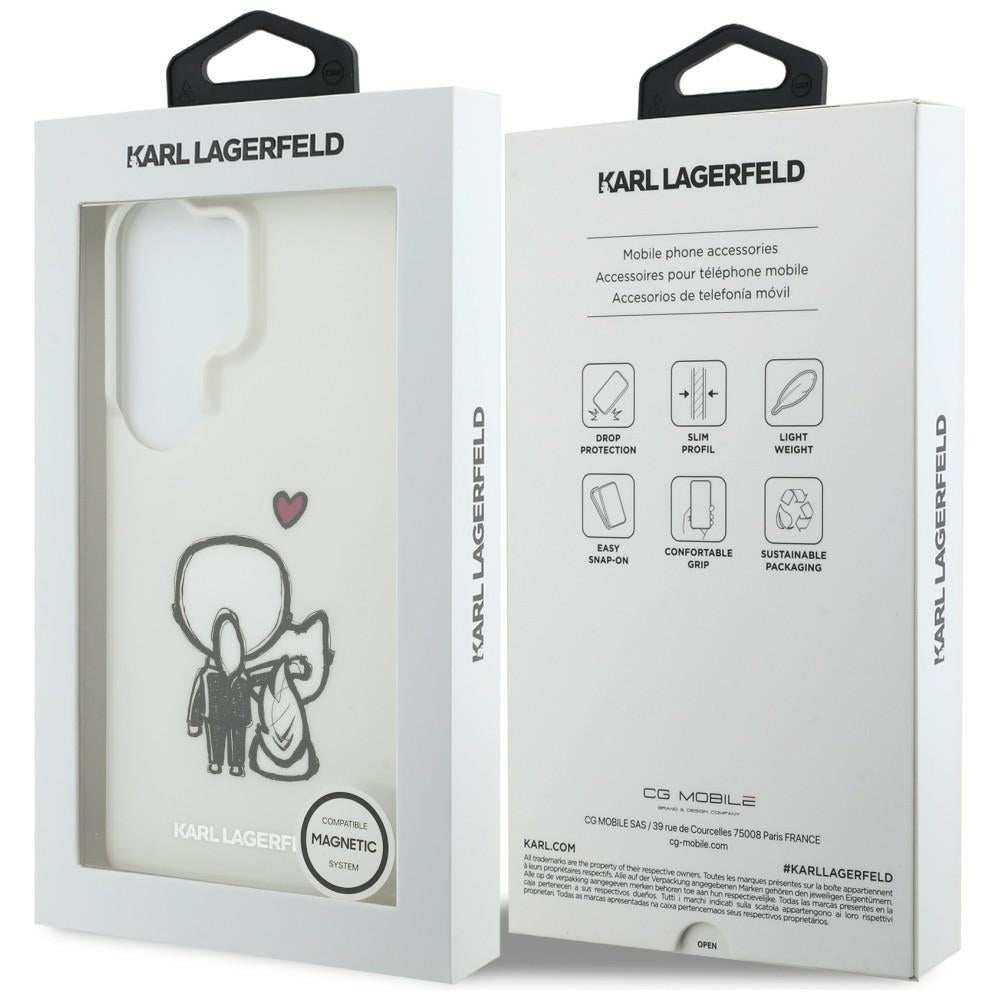 MagSafe-hoesje voor Samsung Galaxy S26 Ultra S948, Karl Lagerfeld, IML Karl & Choupette Back Logo, Wit