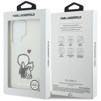 MagSafe-hoesje voor Samsung Galaxy S26 Ultra S948, Karl Lagerfeld, IML Karl & Choupette Back Logo, Wit