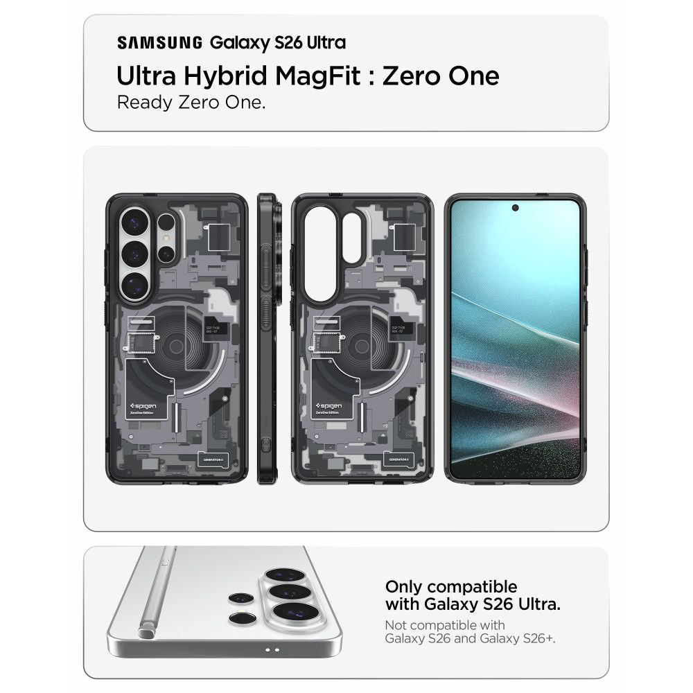 MagSafe hoesje voor Samsung Galaxy S26 Ultra S948, Spigen, Ultra Hybrid Zero One, Zwart ACS10682