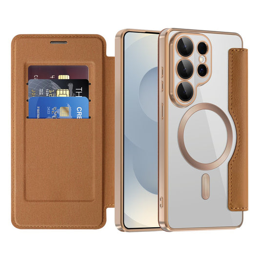 MagSafe hoes voor Samsung Galaxy S26 Ultra, Techsuit, SmartMag Book, Bruin