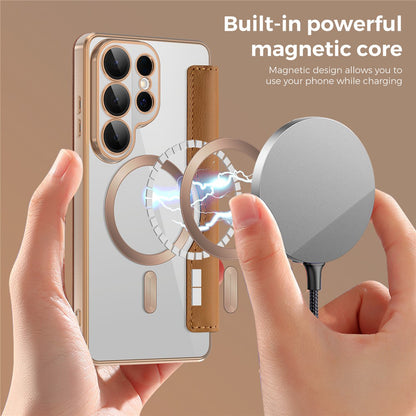 MagSafe Case for Samsung Galaxy S26 Ultra, Techsuit, SmartMag Book, Brown