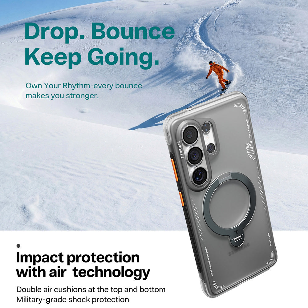 MagSafe hoesje voor Samsung Galaxy S26 Ultra S948, Torras, Ostand Spin Air, Gri