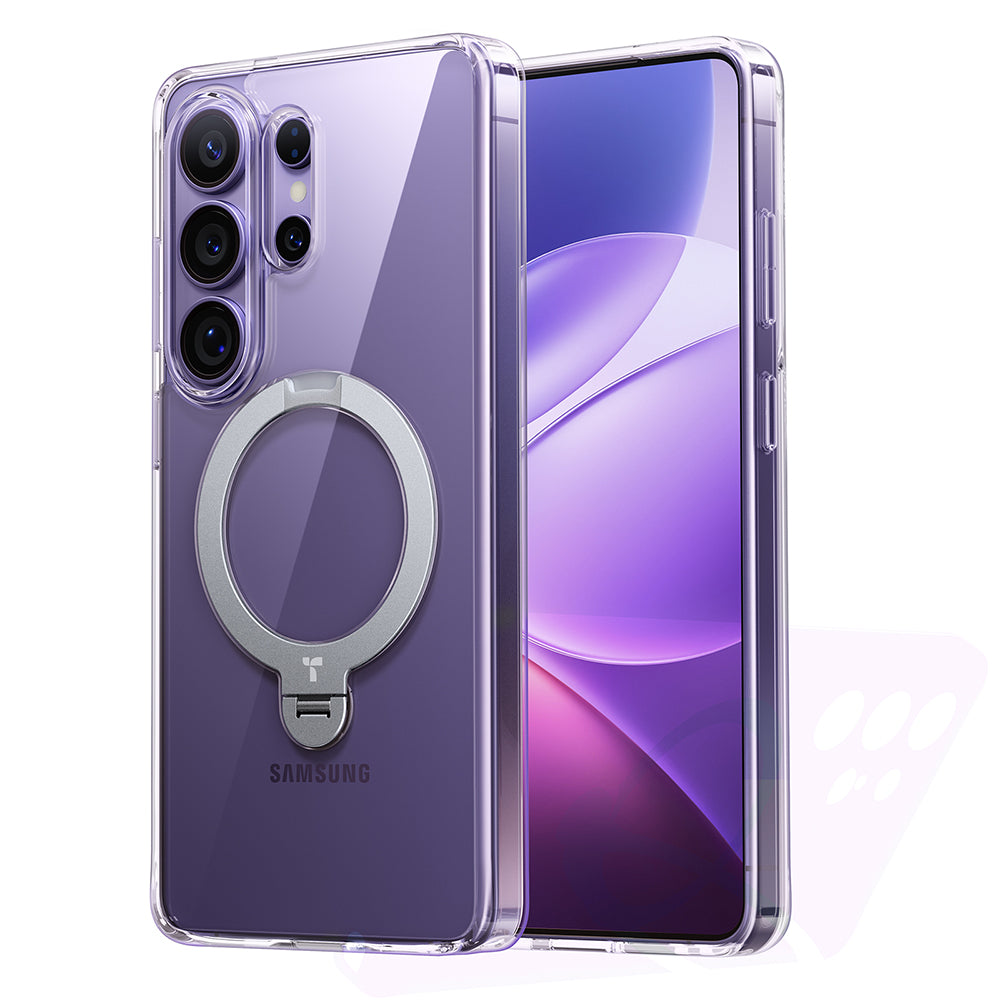 MagSafe hoesje voor Samsung Galaxy S26 Ultra, Torras, Ostand Spin, Transparant