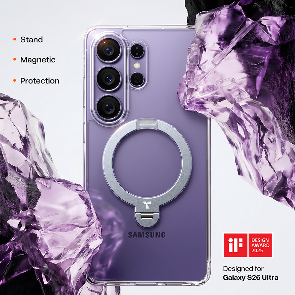 MagSafe hoesje voor Samsung Galaxy S26 Ultra, Torras, Ostand Spin, Transparant