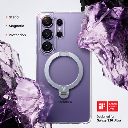 MagSafe hoesje voor Samsung Galaxy S26 Ultra, Torras, Ostand Spin, Transparant