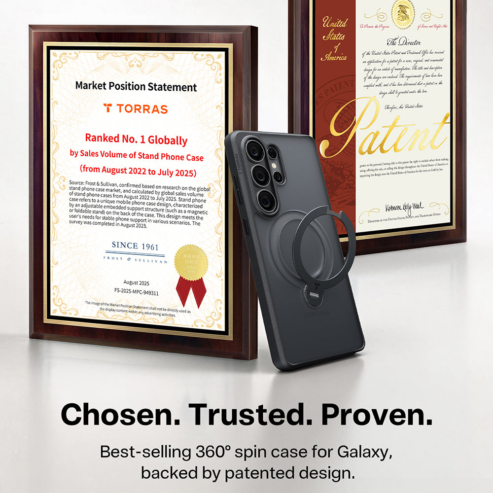 MagSafe hoesje voor Samsung Galaxy S26 Ultra, Torras, Ostand Spin, Transparant