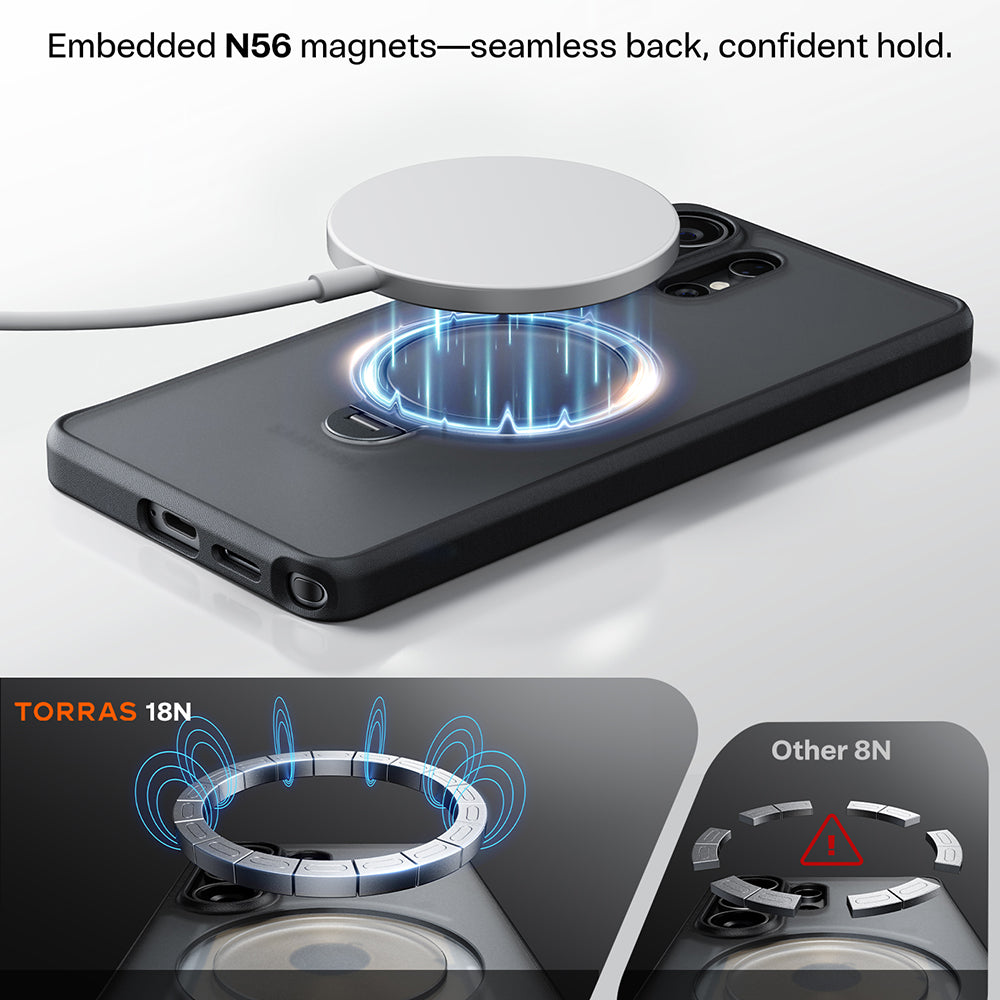 MagSafe hoesje voor Samsung Galaxy S26 Ultra, Torras, Ostand Spin, Transparant