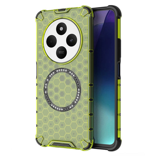 MagSafe-hoes voor Xiaomi Poco C75 / Redmi 14C, Techsuit, HoneyComb Shield, Groen