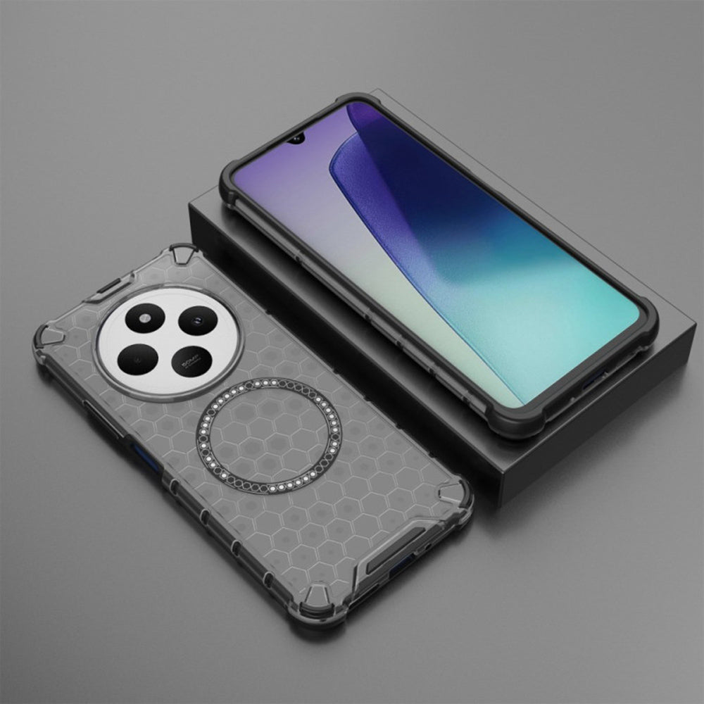 MagSafe-hoes voor Xiaomi Poco C75 / Redmi 14C, Techsuit, HoneyComb Shield, Zwart