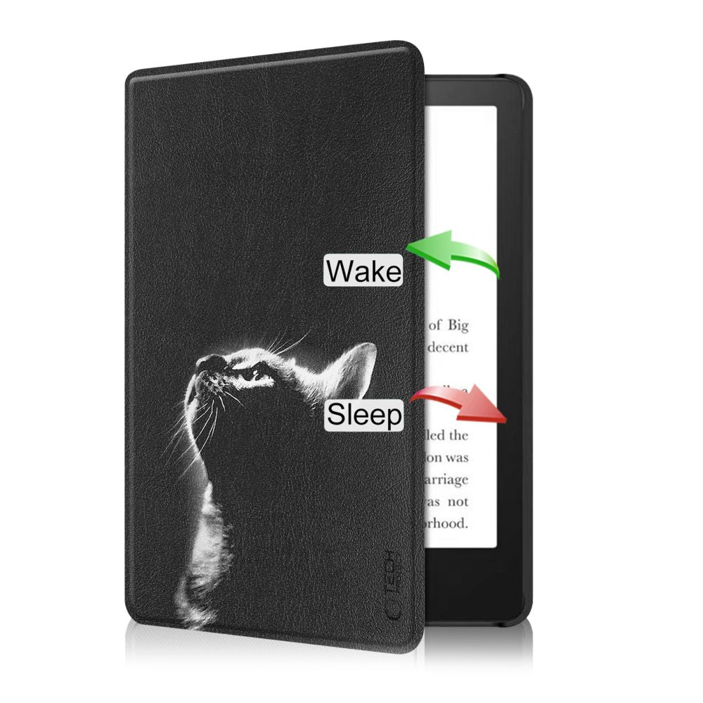 Etui voor Amazon Kindle Paperwhite 6inch, Tech-Protect, SmartCase Cat, Zwart