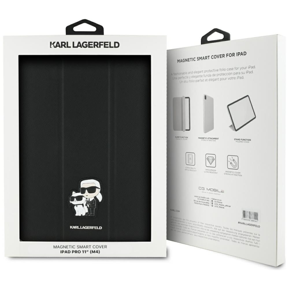 Hoes voor Apple iPad Pro 11 (2024), Karl Lagerfeld, Saffiano Karl & Choupette, Zwart