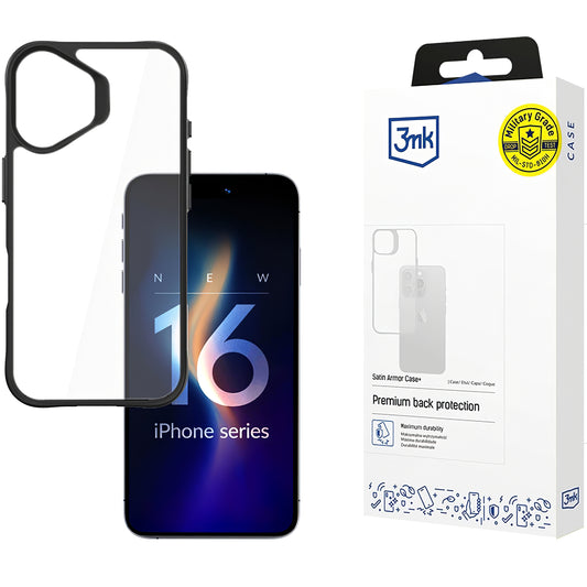 Beschermhoes voor Apple iPhone 16, 3MK, Satin Armor Case+, Transparant 