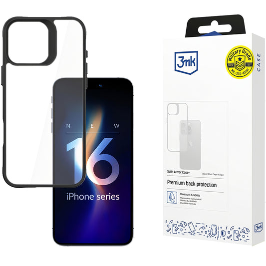 Beschermhoes voor Apple iPhone 16 Pro, 3MK, Satin Armour Case+, Transparant 