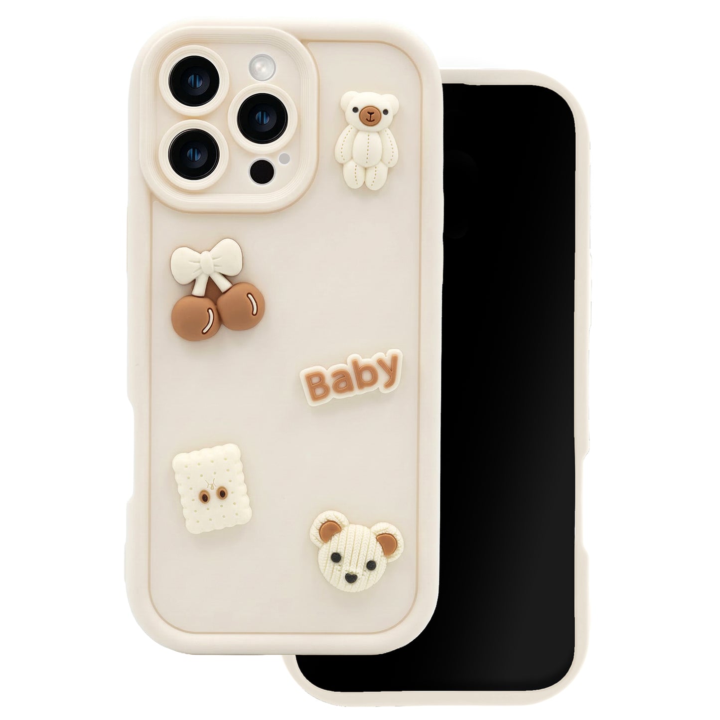 Hoesje voor Apple iPhone 17, OEM, Ultra Trendy 3D Bear, Beige