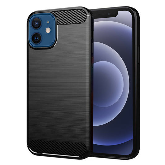 Hoes voor Apple iPhone 12 / 12 Pro, Techsuit, Carbon, Zwart