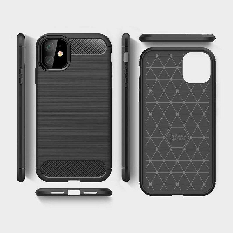 Hoes voor Apple iPhone 12 / 12 Pro, Techsuit, Carbon, Zwart