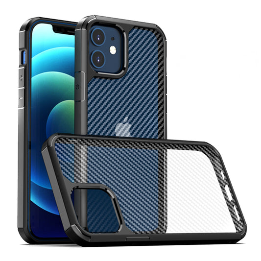 Hoesje voor Apple iPhone 12 / 12 Pro, Techsuit, CarbonFuse, Zwart