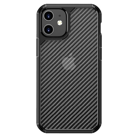 Hoesje voor Apple iPhone 12 / 12 Pro, Techsuit, CarbonFuse, Zwart