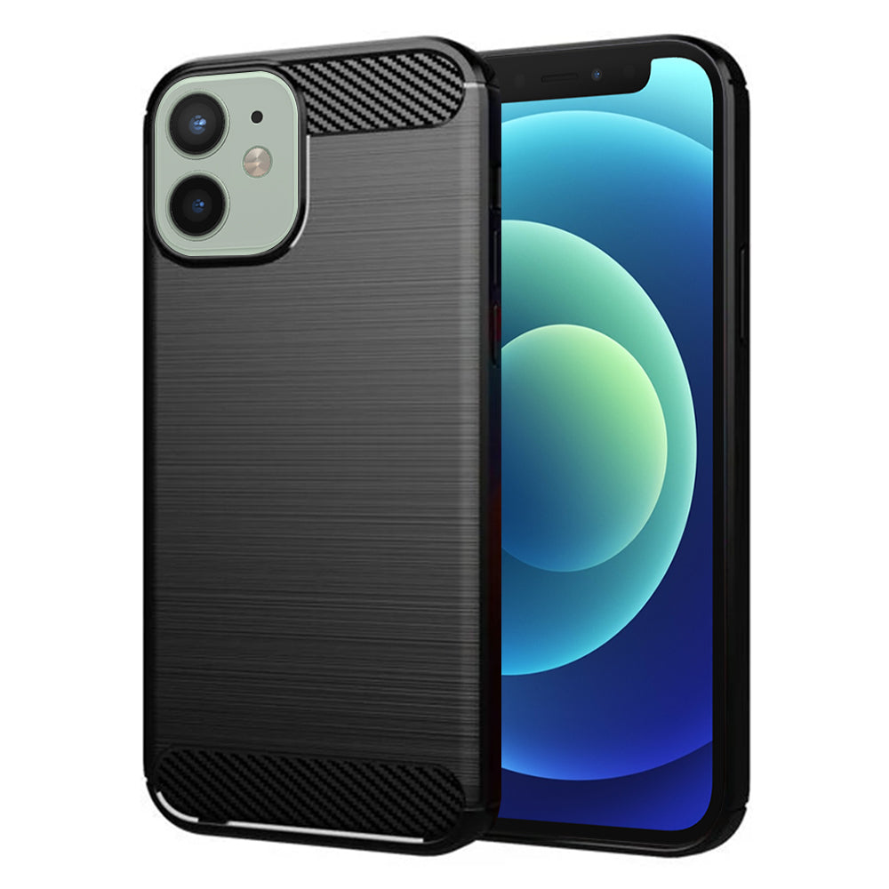 Hoes voor Apple iPhone 12 mini, Techsuit, Carbon, Zwart