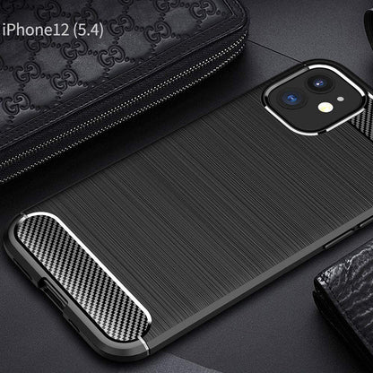 Hoes voor Apple iPhone 12 mini, Techsuit, Carbon, Zwart