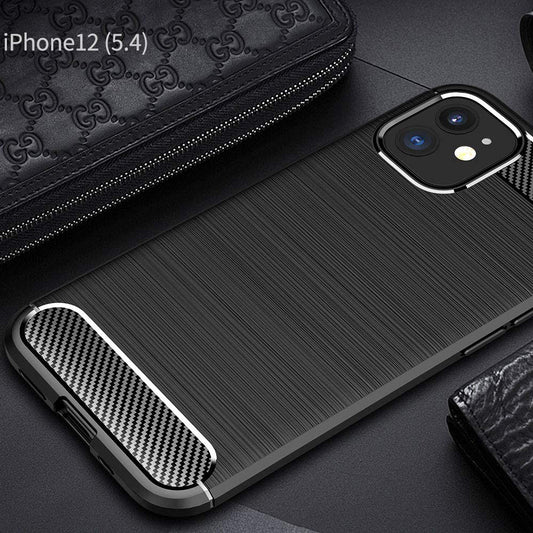 Hoes voor Apple iPhone 12 mini, Techsuit, Carbon, Zwart