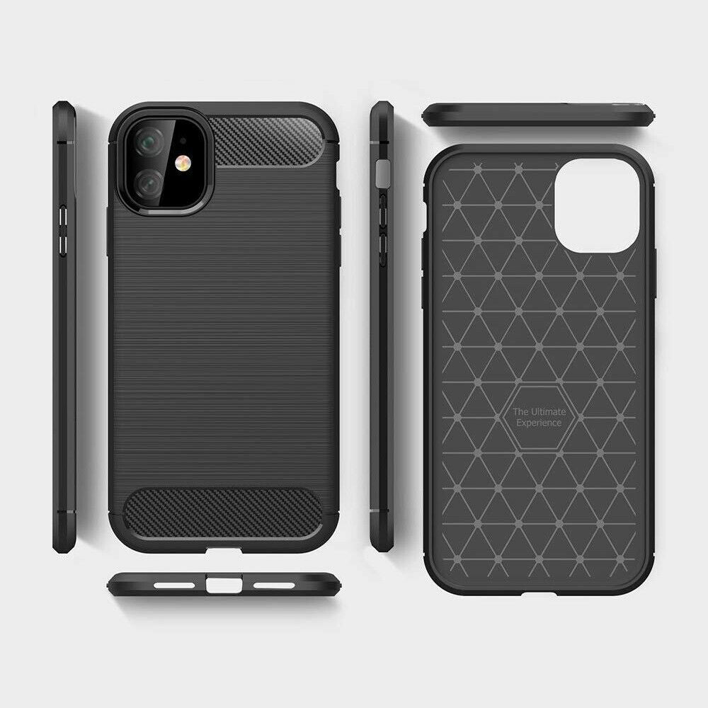 Hoes voor Apple iPhone 12 mini, Techsuit, Carbon, Zwart