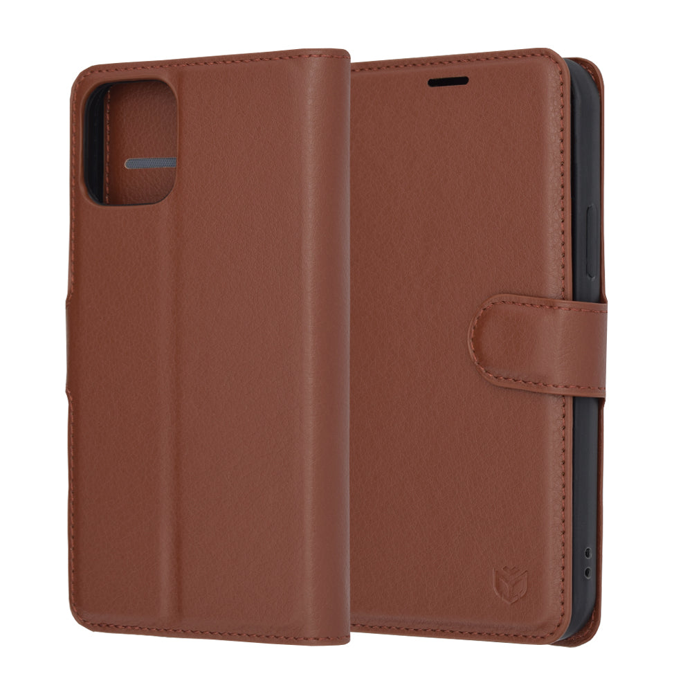 Hoes voor Apple iPhone 12 Pro, Techsuit, Leather Folio, Bruin