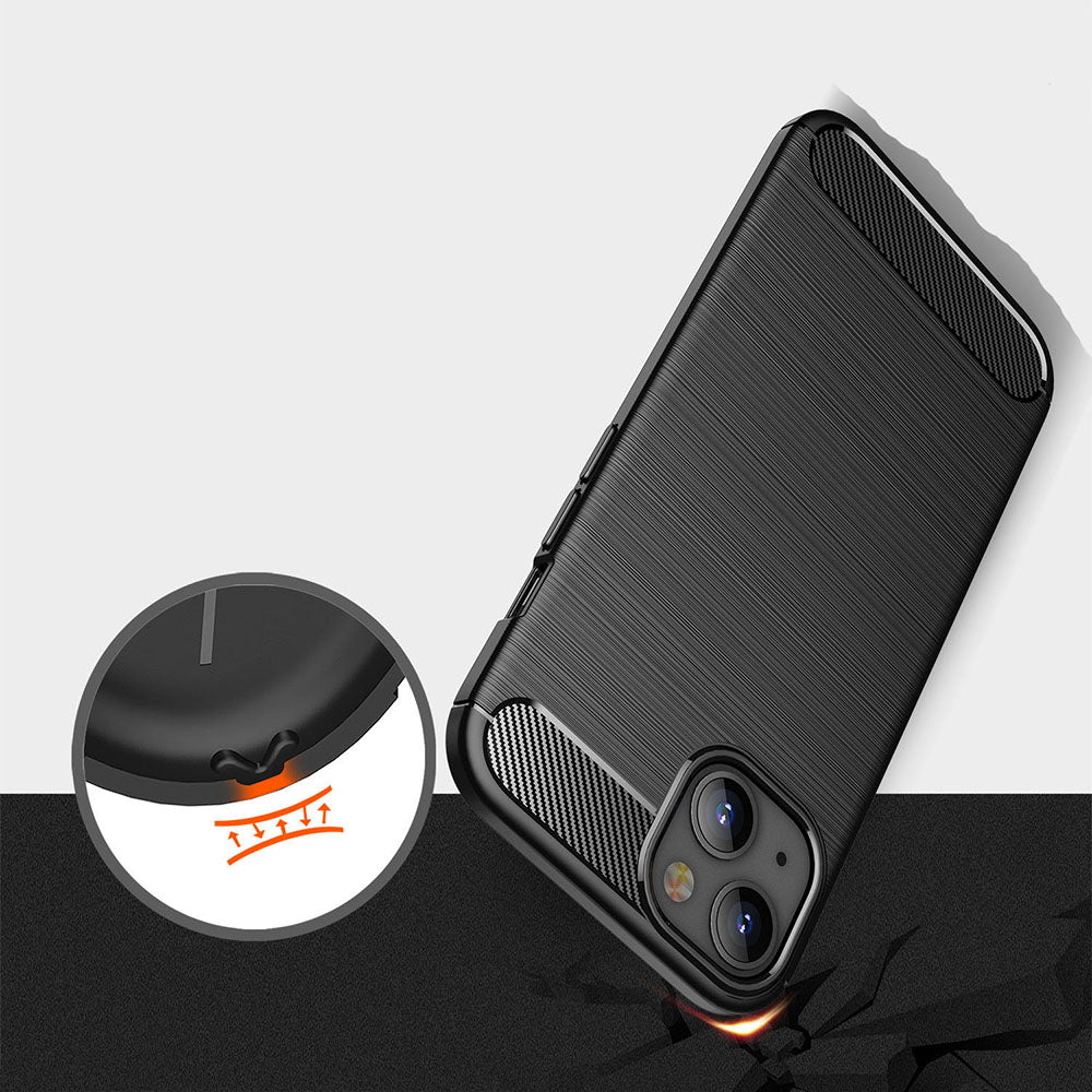 Hoes voor Apple iPhone 13 mini, Techsuit, Carbon, Zwart