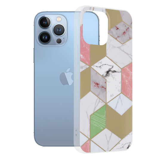 Hoes voor Apple iPhone 13 Pro Max, Techsuit, Marble, Paars