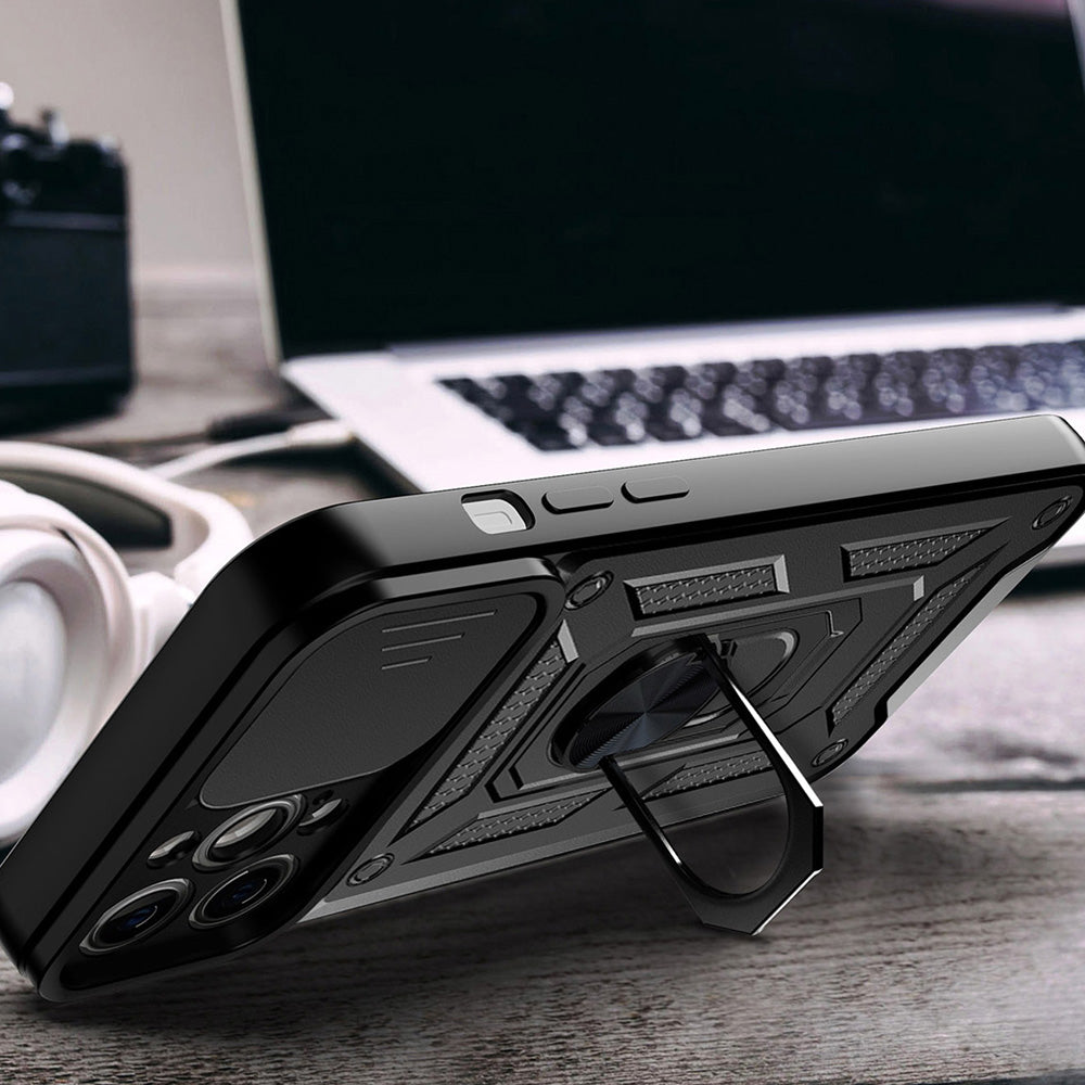 Hoes voor Apple iPhone 13, Techsuit, CamShield, Zwart