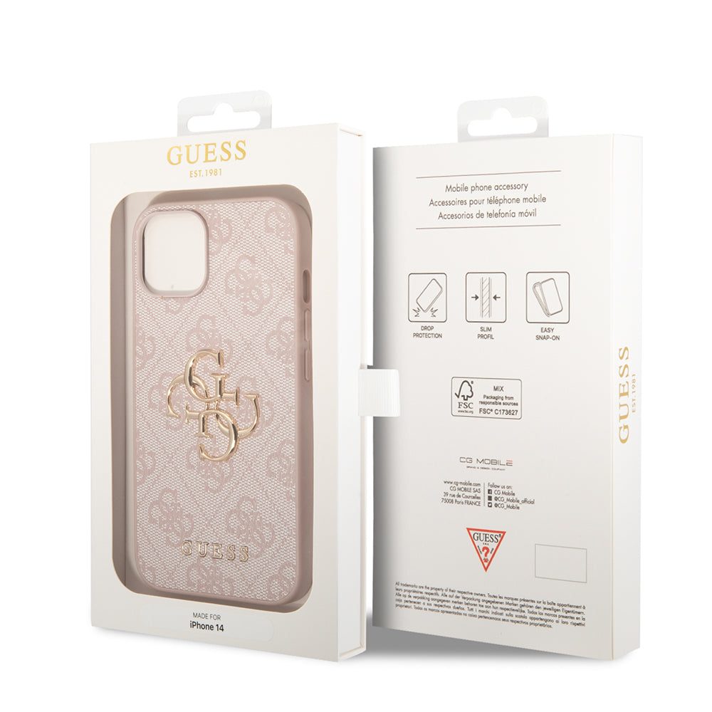 Hoes voor Apple iPhone 14, Guess, 4G Metal Logo, Roze