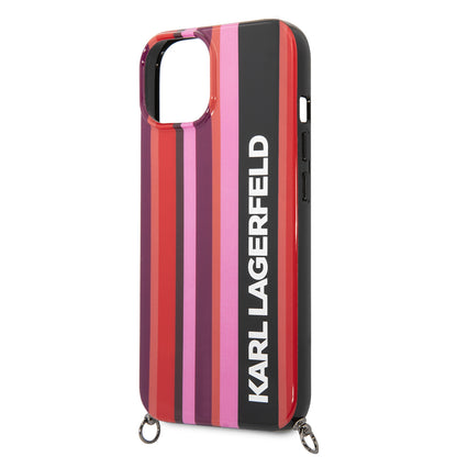 Hoes voor Apple iPhone 14, Karl Lagerfeld, Color Stripes with Strap, Roze