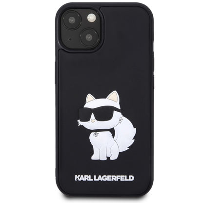 Hoes voor Apple iPhone 14 Plus, Karl Lagerfeld, 3D Rubber Choupette, Zwart