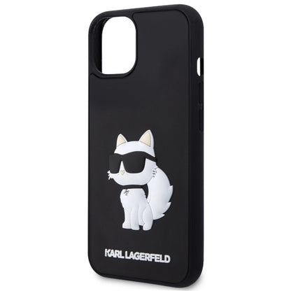 Hoes voor Apple iPhone 14 Plus, Karl Lagerfeld, 3D Rubber Choupette, Zwart