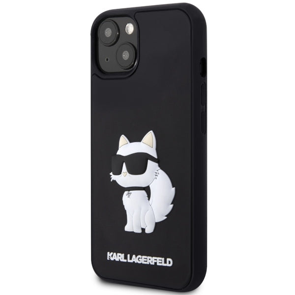 Hoes voor Apple iPhone 14 Plus, Karl Lagerfeld, 3D Rubber Choupette, Zwart