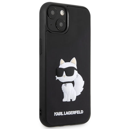 Hoes voor Apple iPhone 14 Plus, Karl Lagerfeld, 3D Rubber Choupette, Zwart