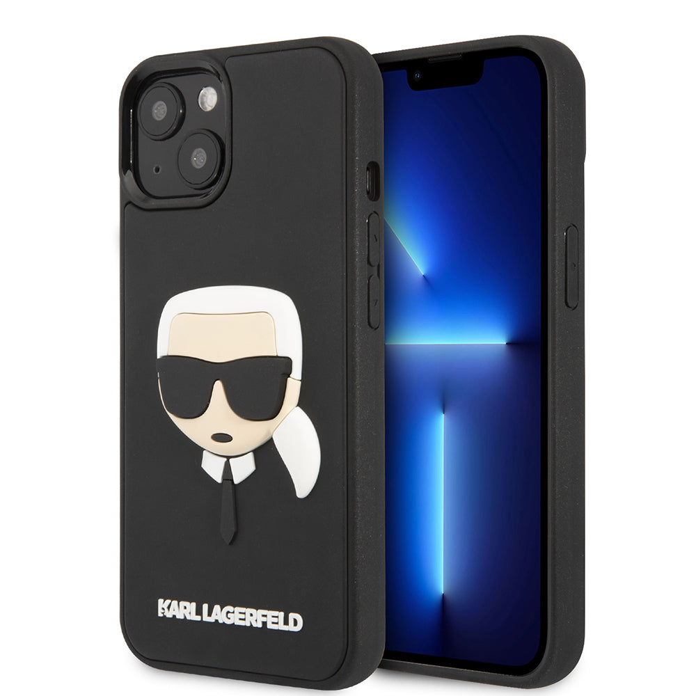 Hoes voor Apple iPhone 14 Plus, Karl Lagerfeld, 3D Rubber Karl's Head, Zwart