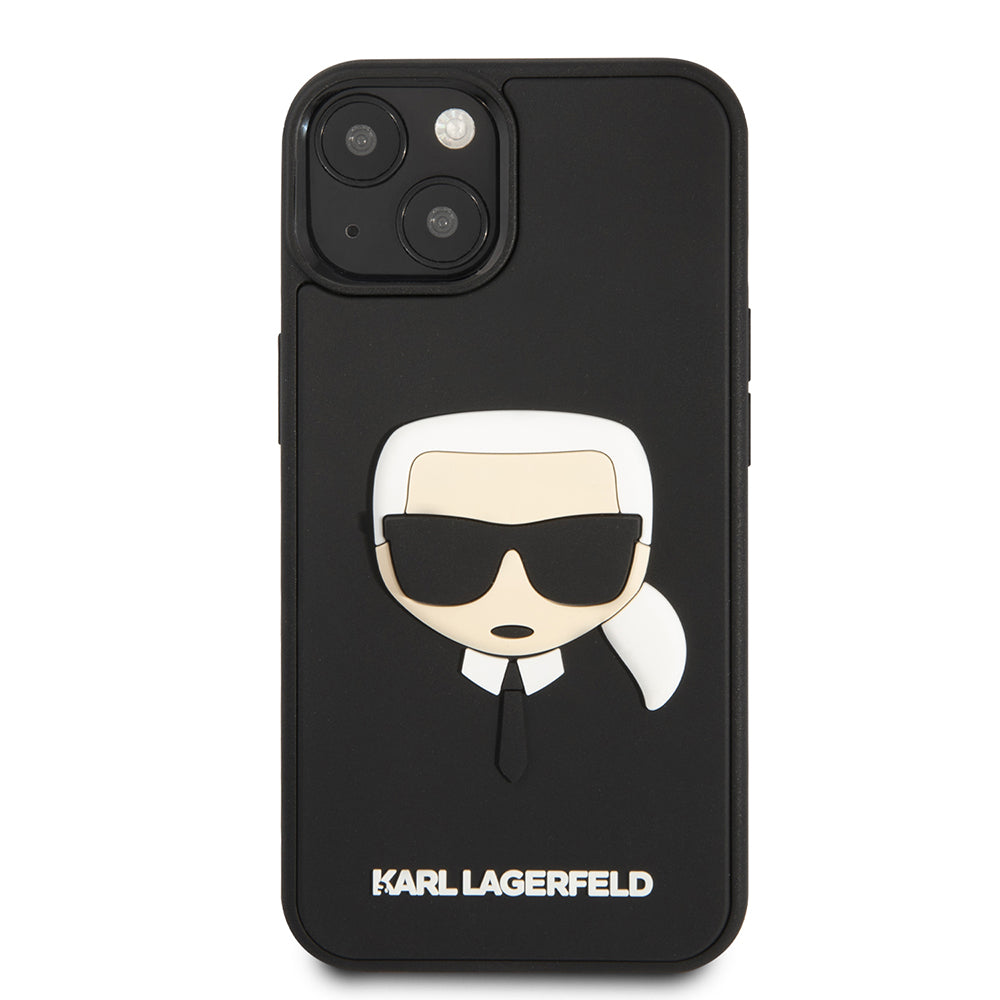 Hoes voor Apple iPhone 14 Plus, Karl Lagerfeld, 3D Rubber Karl's Head, Zwart